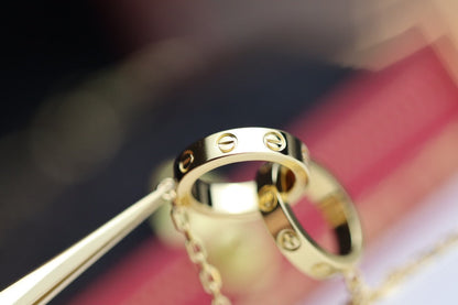 [⭐Luxery]LOVE NECKLACE DOUBLE RING GOLD