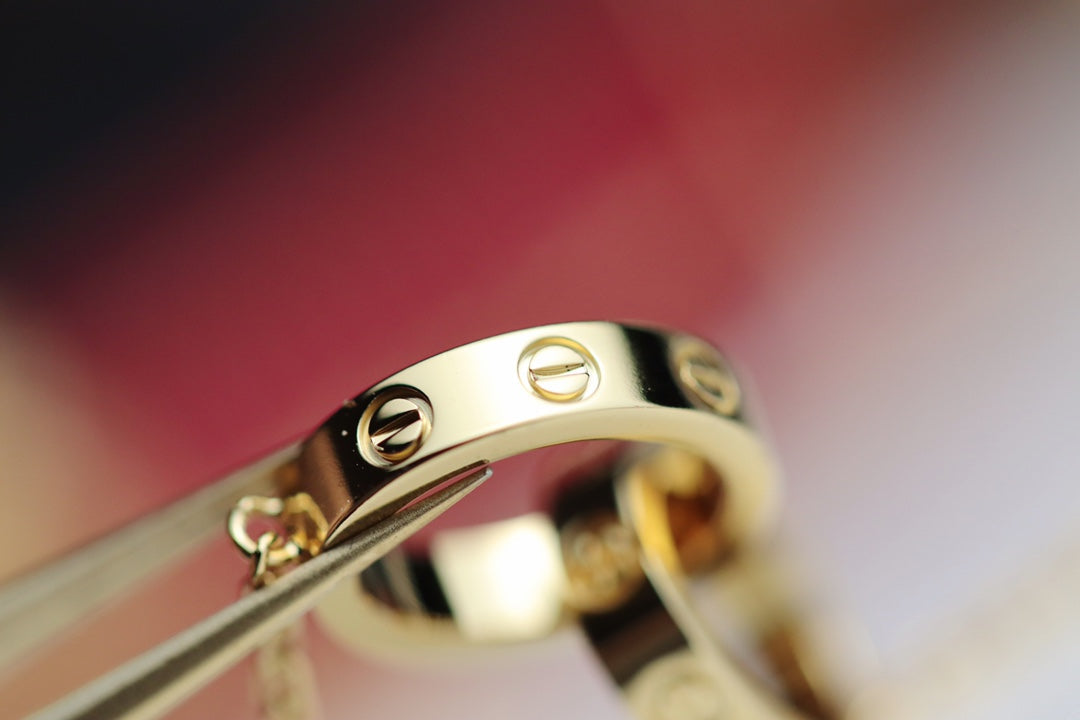 [⭐Luxery]LOVE NECKLACE DOUBLE RING GOLD