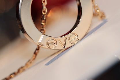 [⭐Luxery]LOVE NECKLACE 16MM 6 DIAMONDS PINK GOLD