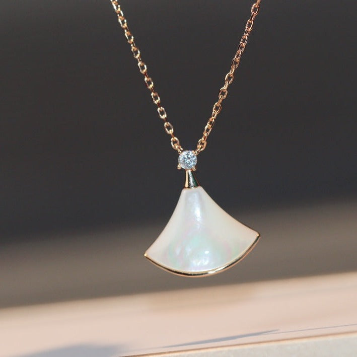 [⭐Luxery]DREAM NECKLACE WHITE MOP PINK GOLD 1 DIAMOND