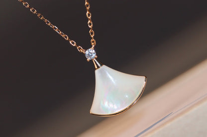 [⭐Luxery]DREAM NECKLACE WHITE MOP PINK GOLD 1 DIAMOND