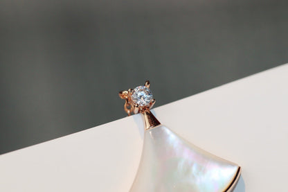 [⭐Luxery]DREAM NECKLACE WHITE MOP PINK GOLD 1 DIAMOND