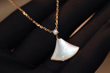 [⭐Luxery]DREAM NECKLACE WHITE MOP PINK GOLD 1 DIAMOND