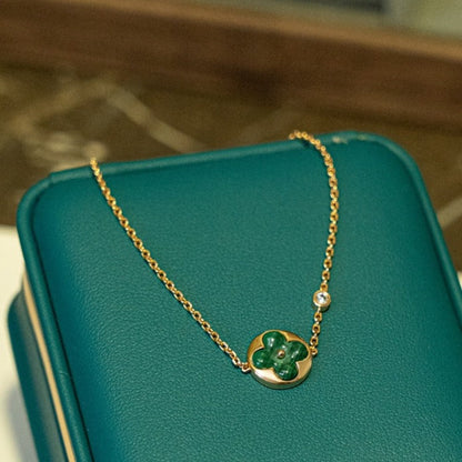 [⭐Luxery]SUN MALACHITE 1 DIAMOND PINK GOLD BRACELET