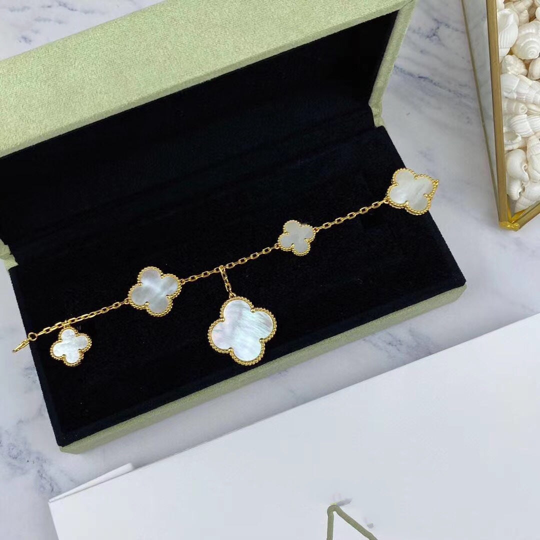 [⭐Luxery]MAGIC CLOVER MOP GOLD BRACELET 5 MOTIFS