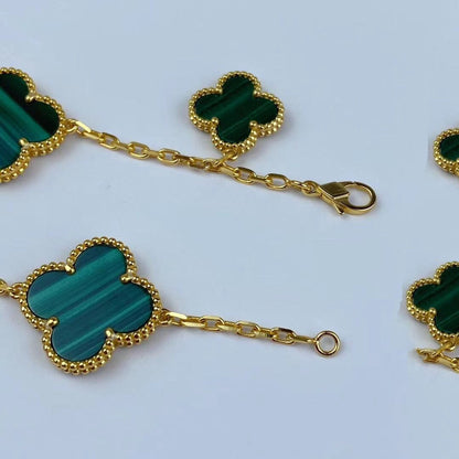 [⭐Luxery]MAGIC CLOVER MALACHITE GOLD BRACELET 5 MOTIFS