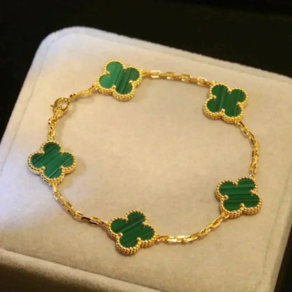 [⭐Luxery] CLOVER 5 MOTIF MALACHITE BRACELET COLLECTION