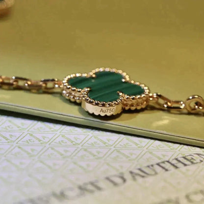 [⭐Luxery] CLOVER 5 MOTIF MALACHITE BRACELET COLLECTION