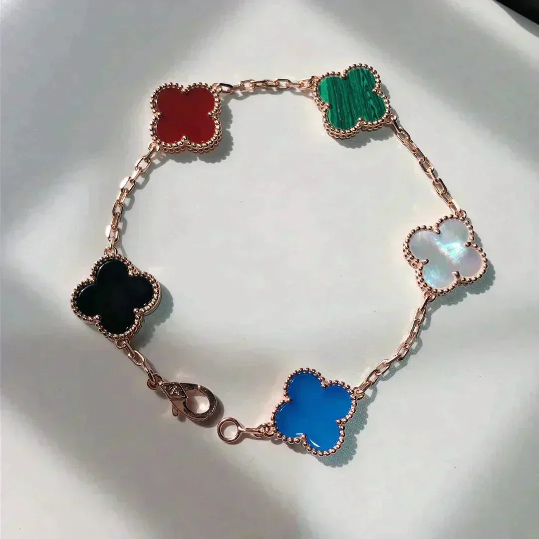 [⭐Luxery]CLOVER 5 MOTIFS MULTICOLOR BRACELET