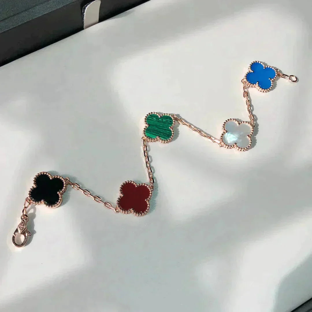 [⭐Luxery]CLOVER 5 MOTIFS MULTICOLOR BRACELET