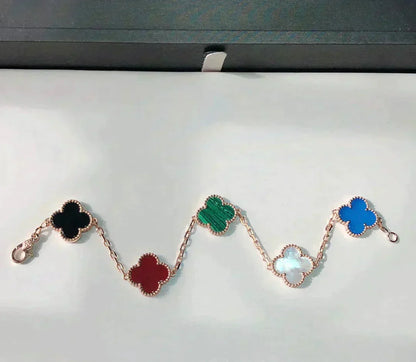 [⭐Luxery]CLOVER 5 MOTIFS MULTICOLOR BRACELET