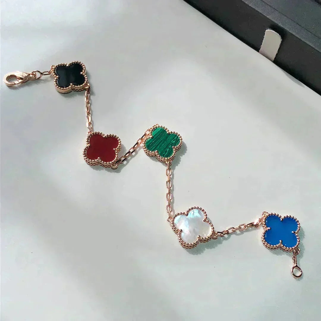 [⭐Luxery]CLOVER 5 MOTIFS MULTICOLOR BRACELET