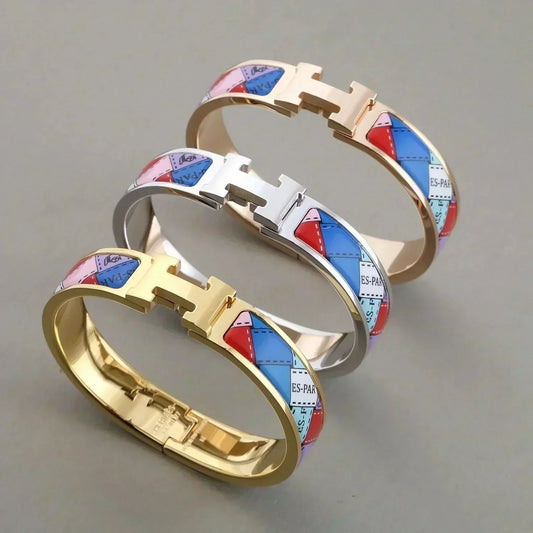 [⭐Luxery]H BRACELET DOTTED BORDER 12MM