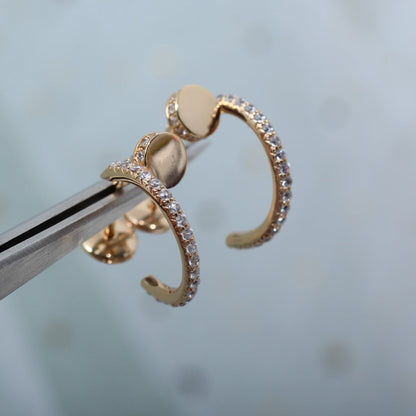 [⭐Luxery]JUSTE EARRINGS 12.75MM PINK GOLD DIAMOND