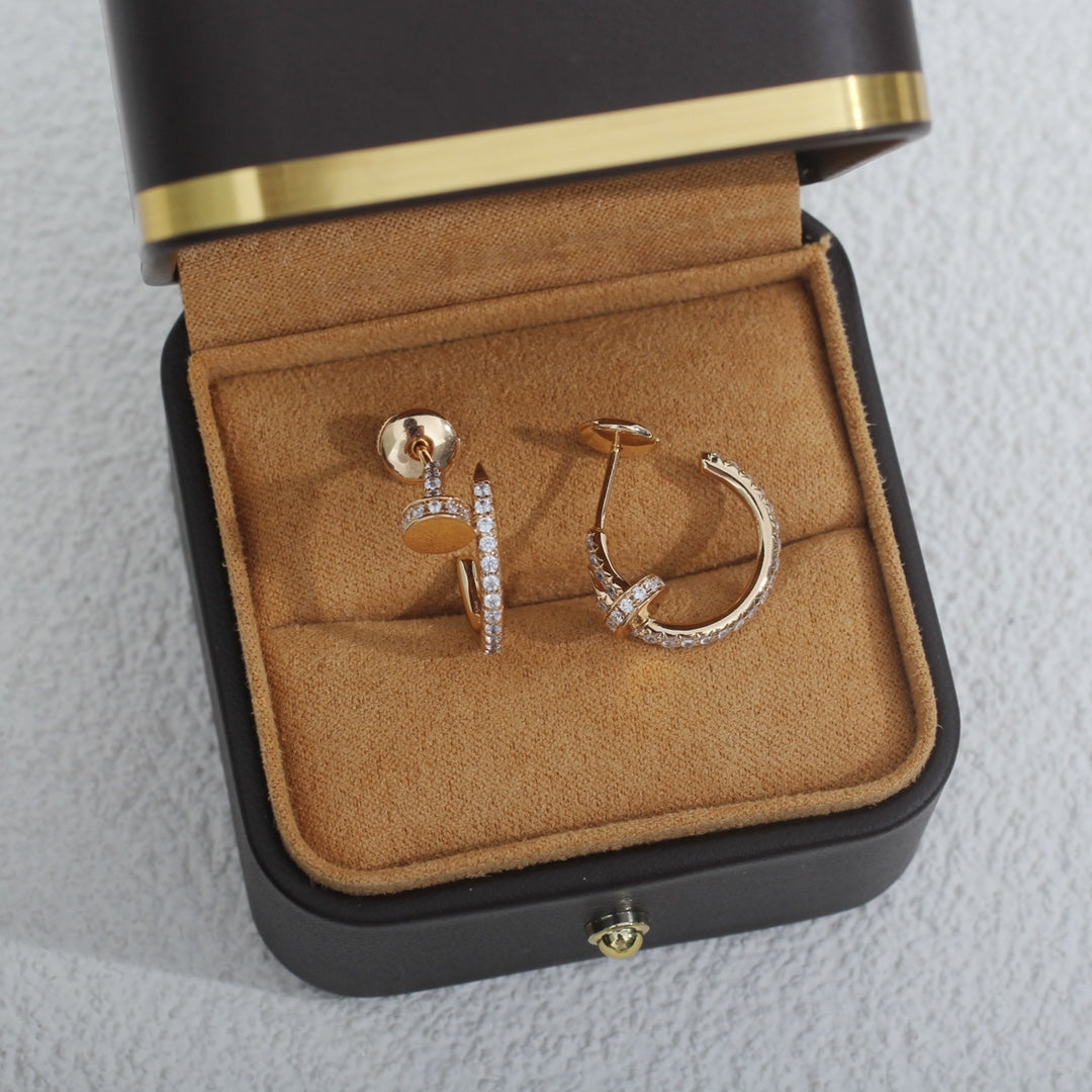 [⭐Luxery]JUSTE EARRINGS 12.75MM PINK GOLD DIAMOND