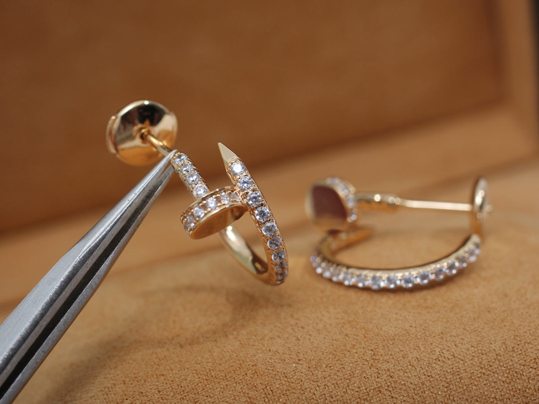 [⭐Luxery]JUSTE EARRINGS 12.75MM PINK GOLD DIAMOND