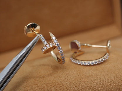[⭐Luxery]JUSTE EARRINGS 12.75MM PINK GOLD DIAMOND