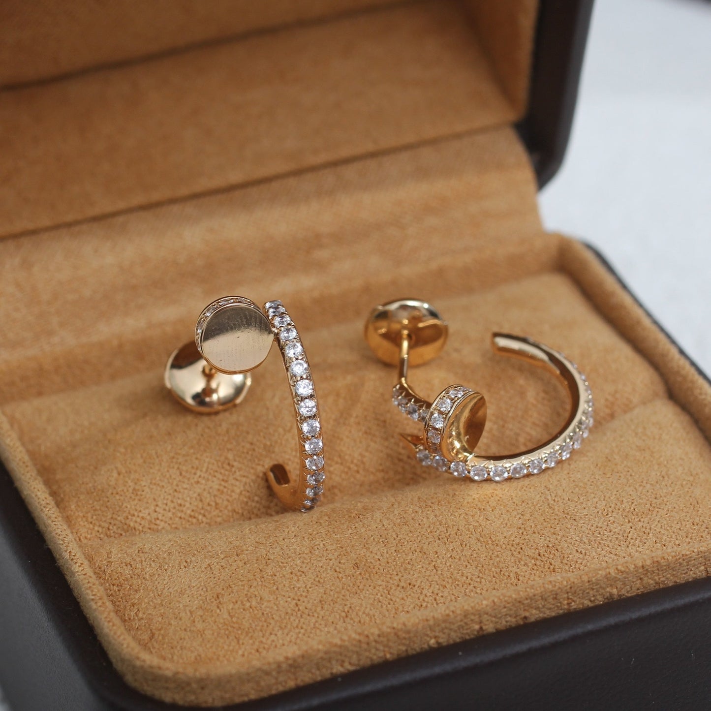 [⭐Luxery]JUSTE EARRINGS 12.75MM PINK GOLD DIAMOND