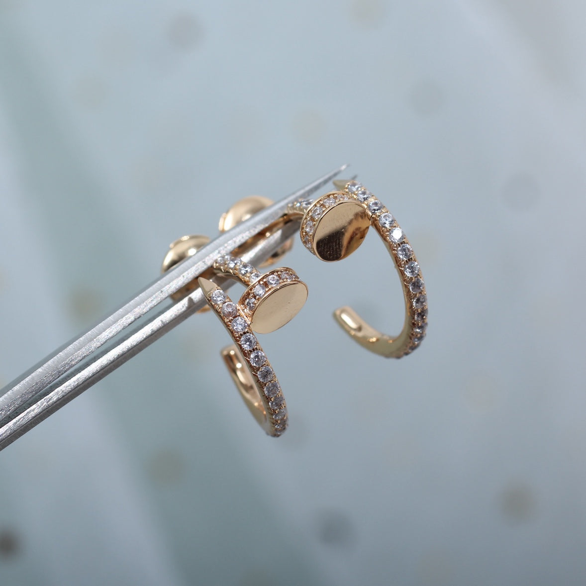 [⭐Luxery]JUSTE EARRINGS 12.75MM PINK GOLD DIAMOND