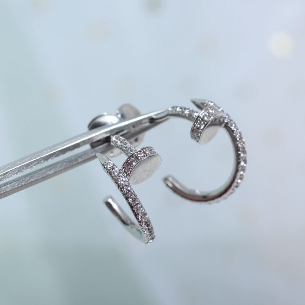 [⭐Luxery]JUSTE EARRINGS 12.75MM SILVER DIAMOND