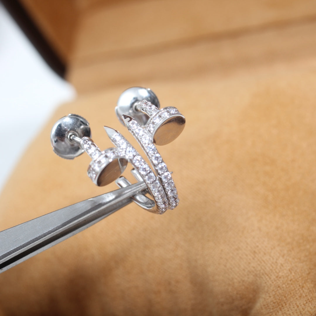 [⭐Luxery]JUSTE EARRINGS 12.75MM SILVER DIAMOND