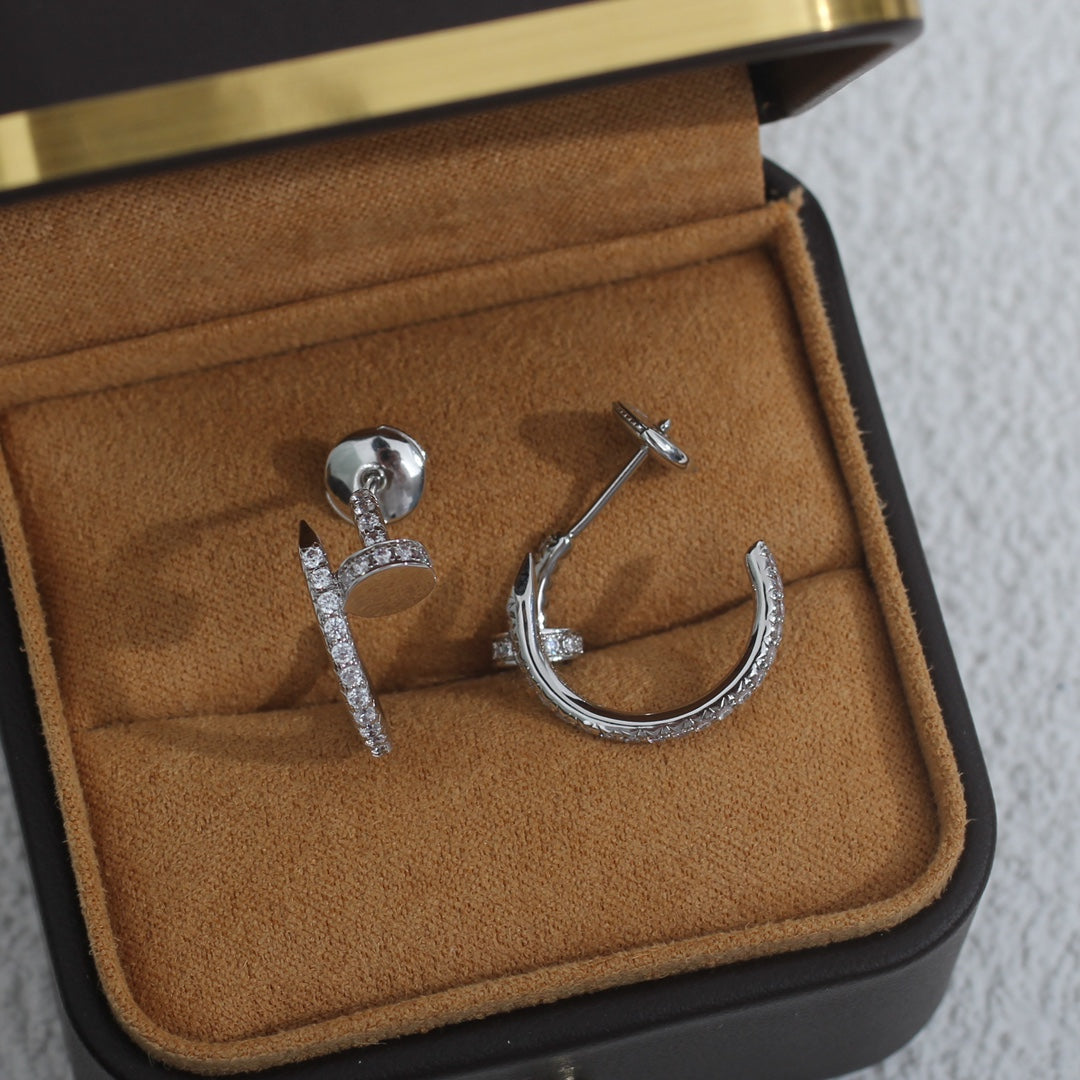 [⭐Luxery]JUSTE EARRINGS 12.75MM SILVER DIAMOND