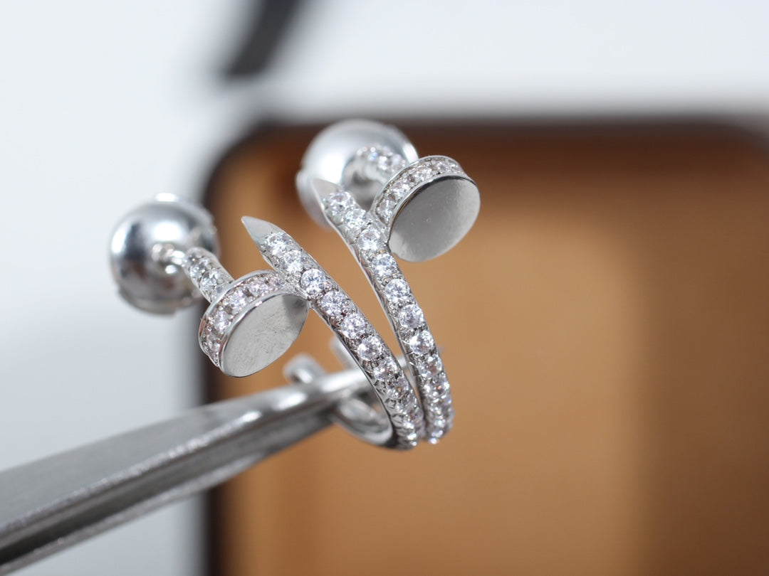 [⭐Luxery]JUSTE EARRINGS 12.75MM SILVER DIAMOND
