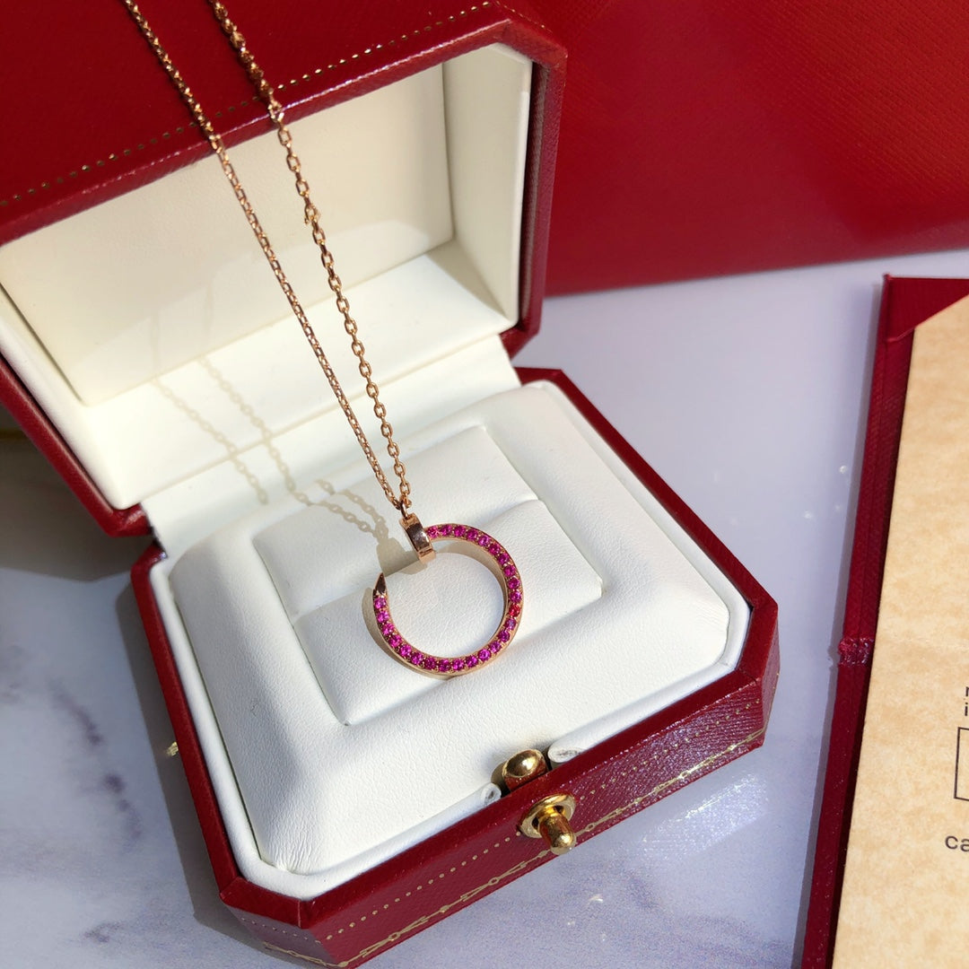 [⭐Luxery]JUSTE NECKLACE GOLD RED DIAMONDS