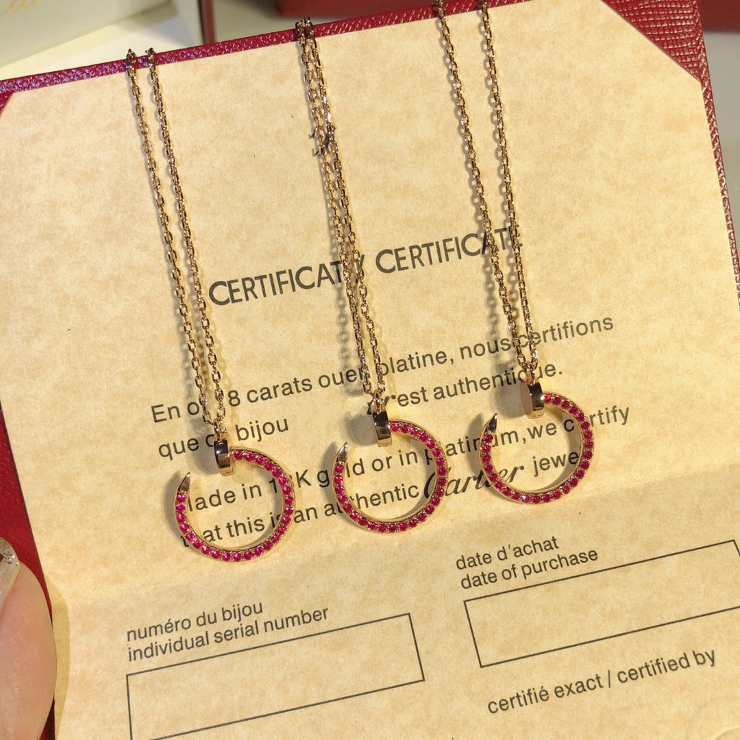 [⭐Luxery]JUSTE NECKLACE GOLD RED DIAMONDS