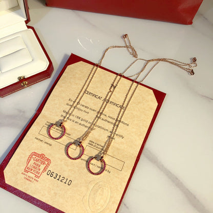 [⭐Luxery]JUSTE NECKLACE GOLD RED DIAMONDS