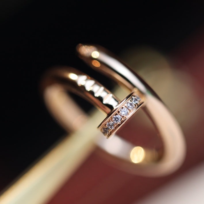 [⭐Luxery]JUSTE RING 2.65MM PINK GOLD DIAMOND