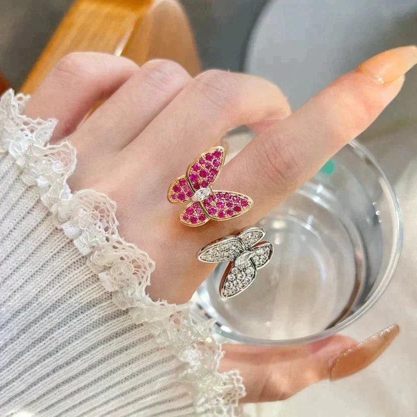 [⭐Luxery]TWIN BUTTERFLY DIAMOND RING