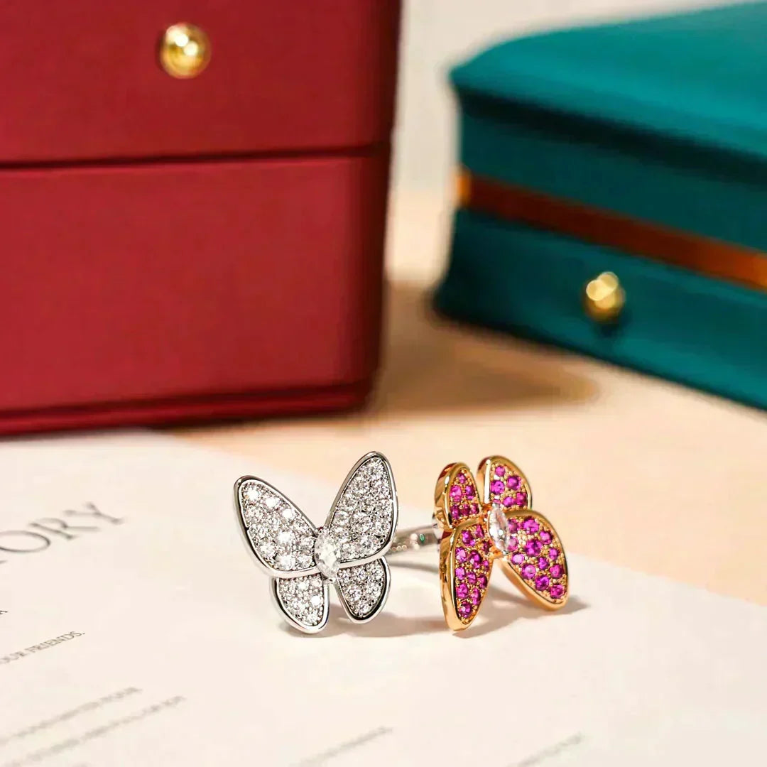 [⭐Luxery]TWIN BUTTERFLY DIAMOND RING