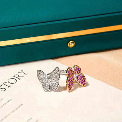 [⭐Luxery]TWIN BUTTERFLY DIAMOND RING