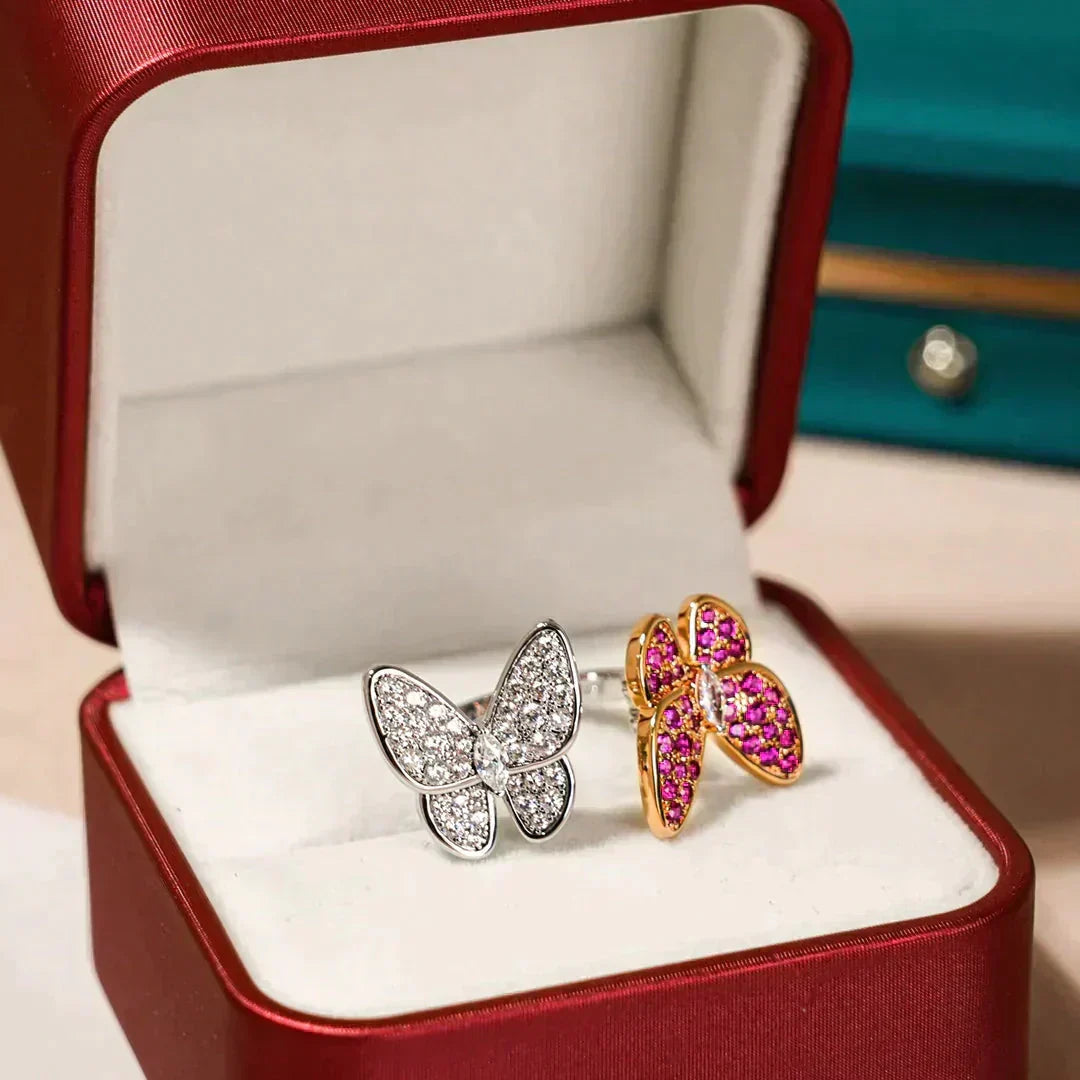 [⭐Luxery]TWIN BUTTERFLY DIAMOND RING