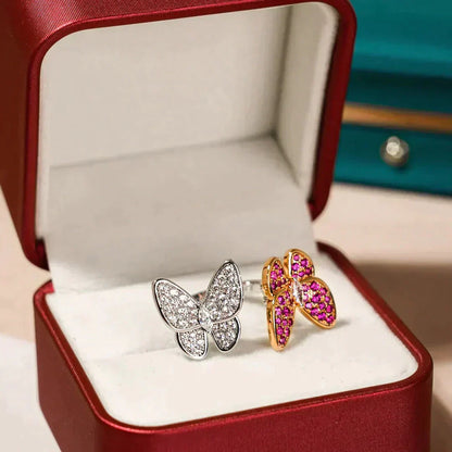 [⭐Luxery]TWIN BUTTERFLY DIAMOND RING
