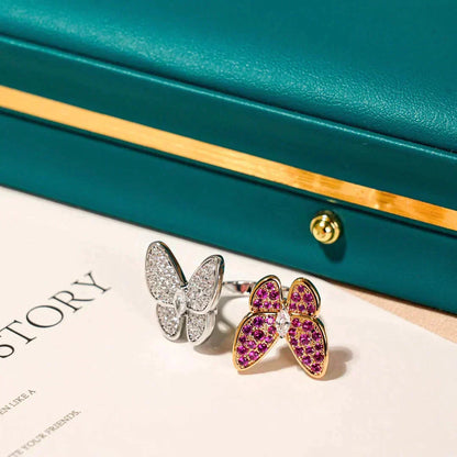 [⭐Luxery]TWIN BUTTERFLY DIAMOND RING