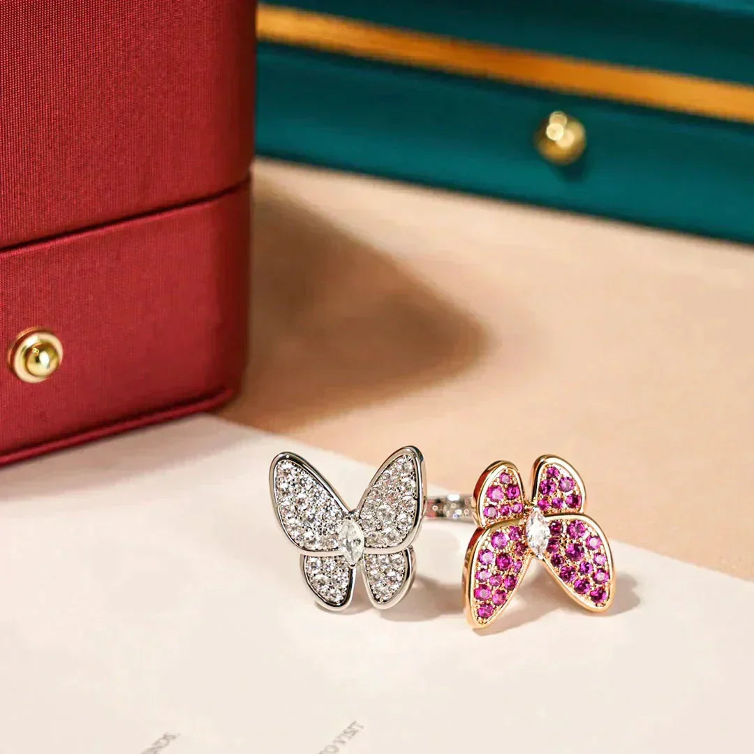 [⭐Luxery]TWIN BUTTERFLY DIAMOND RING
