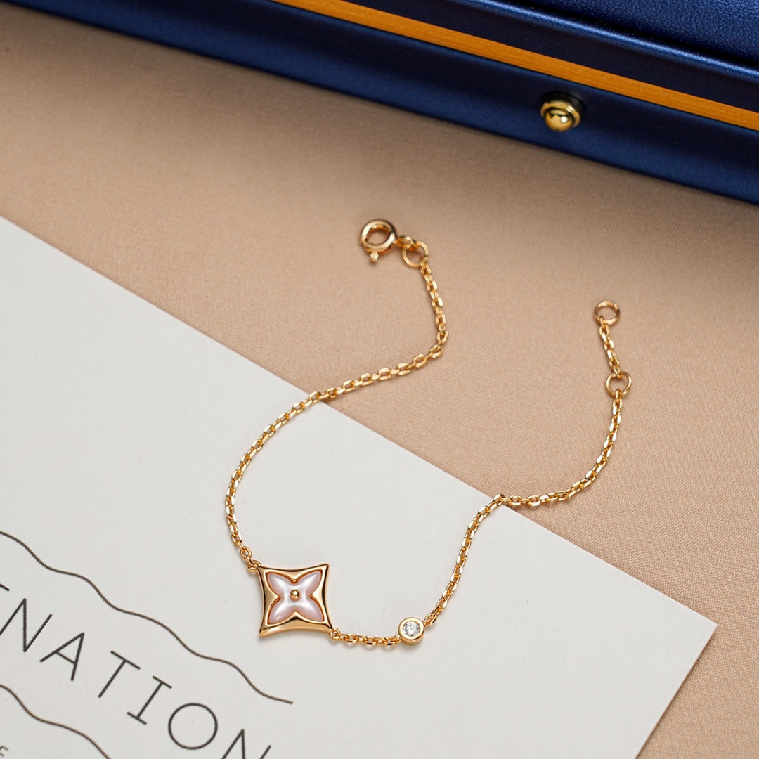 [⭐Luxery]STAR 1 DIAMOND PINK GOLD BRACELET