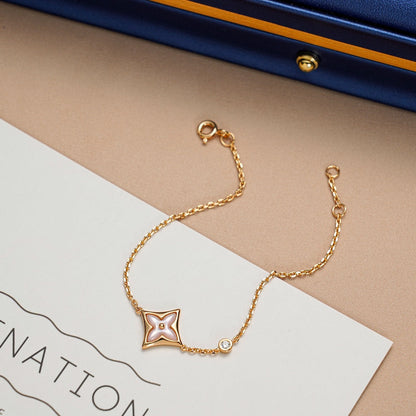 [⭐Luxery]STAR 1 DIAMOND PINK GOLD BRACELET
