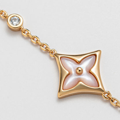 [⭐Luxery]STAR 1 DIAMOND PINK GOLD BRACELET