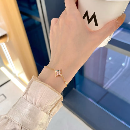 [⭐Luxery]STAR 1 DIAMOND PINK GOLD BRACELET