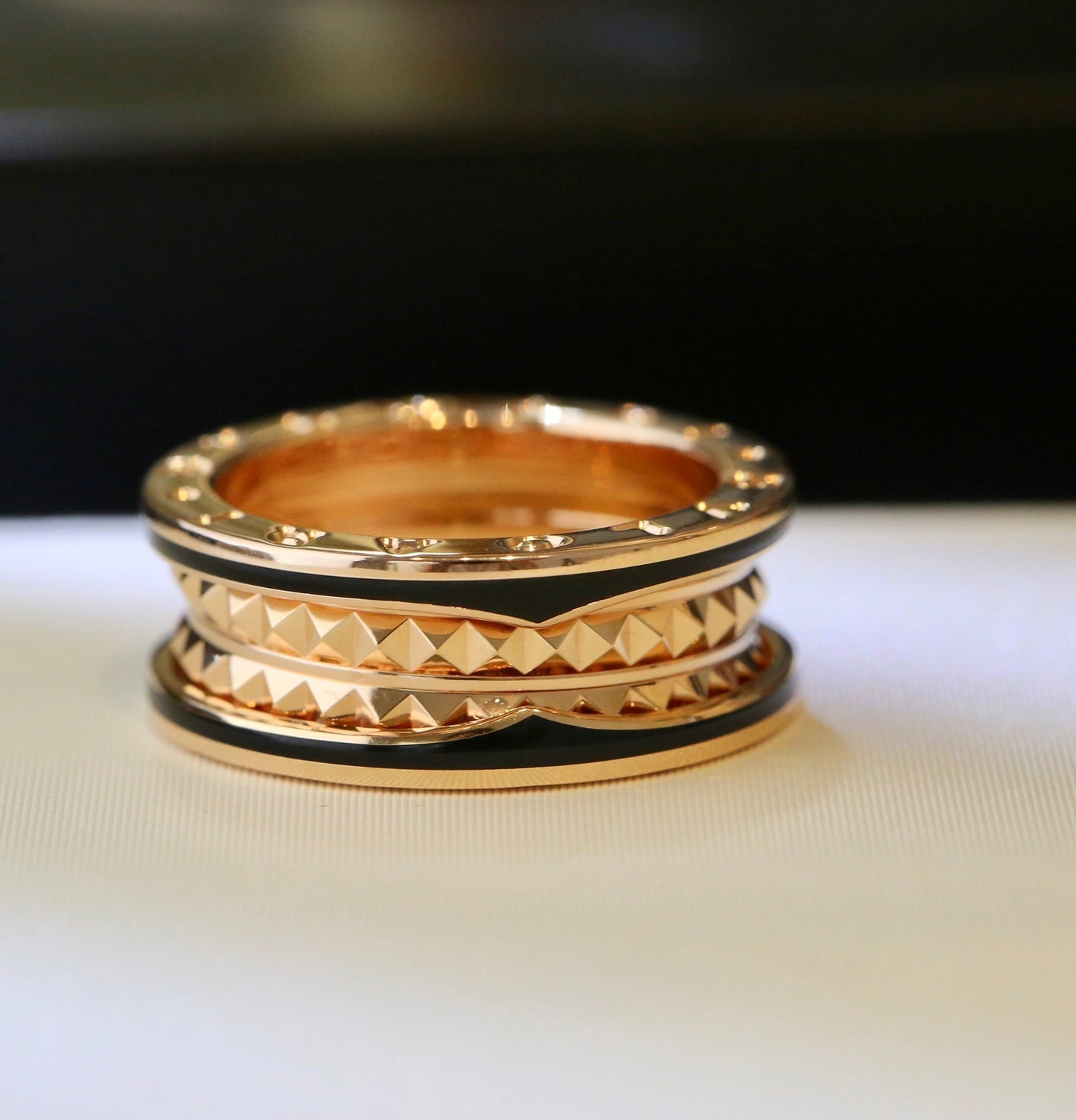 [⭐Luxery]ZERO 1 PINK GOLD BLACK CERAMIC RING