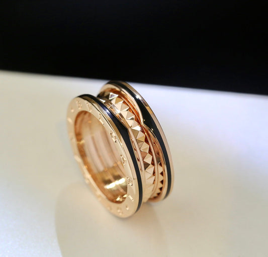 [⭐Luxery]ZERO 1 PINK GOLD BLACK CERAMIC RING