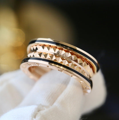 [⭐Luxery]ZERO 1 PINK GOLD BLACK CERAMIC RING