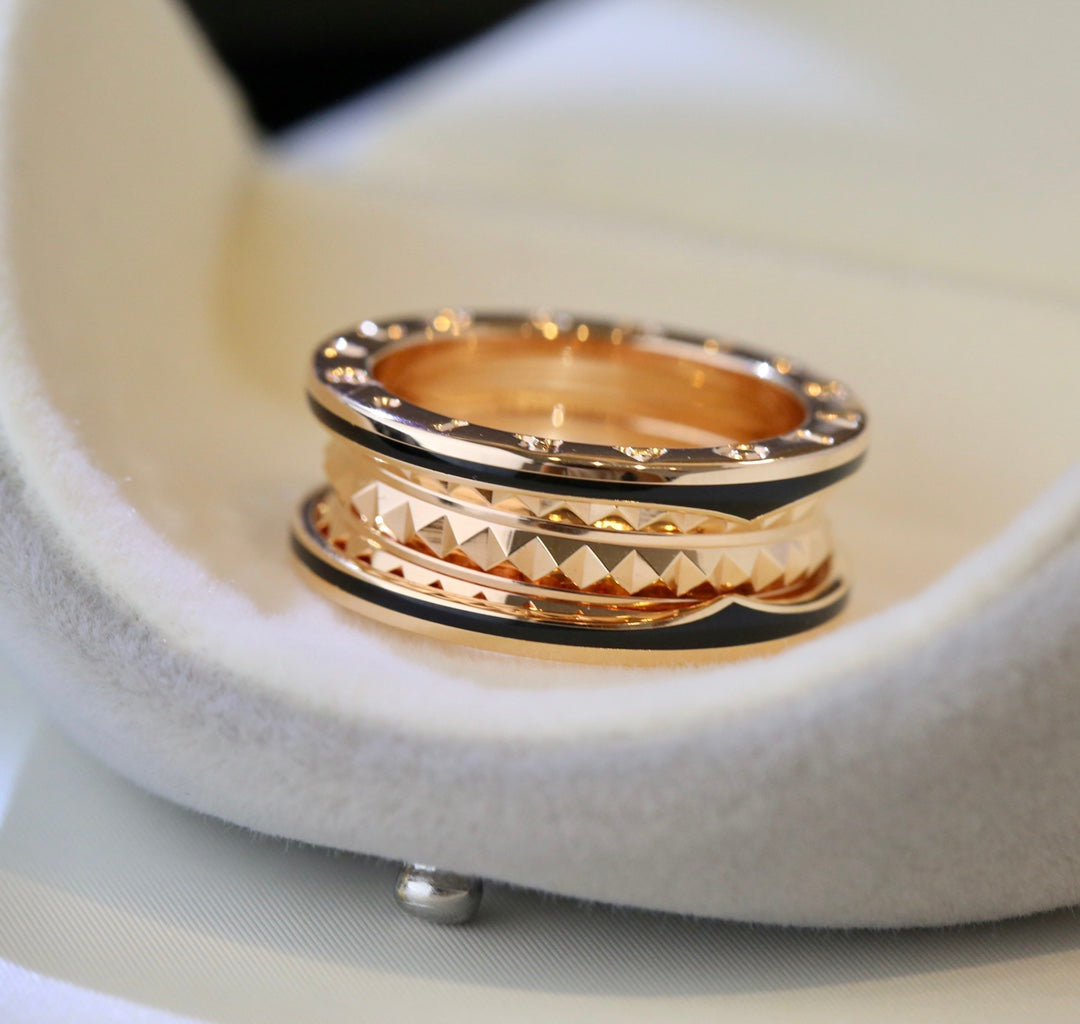 [⭐Luxery]ZERO 1 PINK GOLD BLACK CERAMIC RING