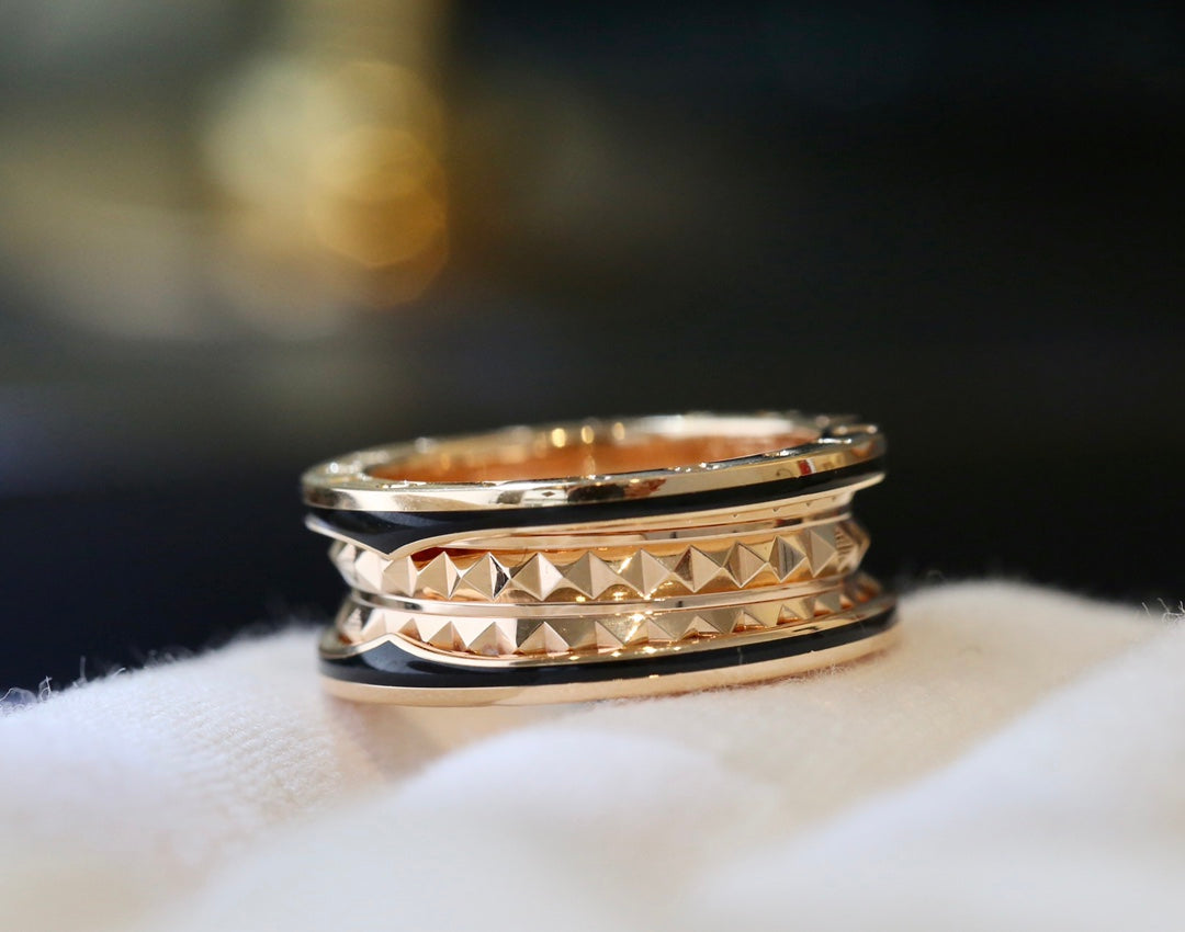 [⭐Luxery]ZERO 1 PINK GOLD BLACK CERAMIC RING