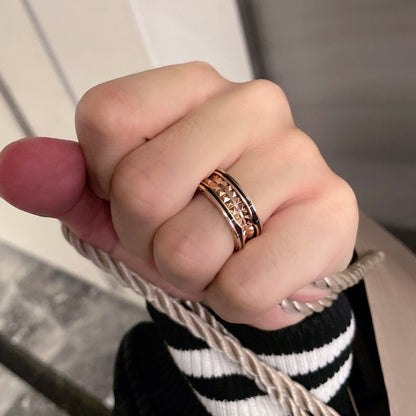 [⭐Luxery]ZERO 1 PINK GOLD BLACK CERAMIC RING