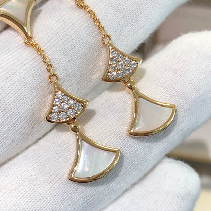 [⭐Luxery]DREAM EARRINGS 3 MOTIFS DIAMOND MOP PINK GOLD