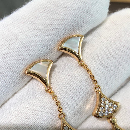 [⭐Luxery]DREAM EARRINGS 3 MOTIFS DIAMOND MOP PINK GOLD